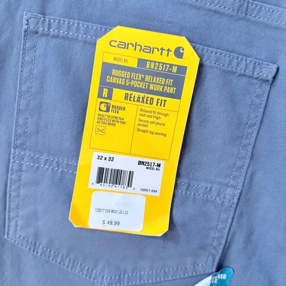 NWT Carhartt Men's Straight Relaxed Fit Gray Jeans - Picture 7 of 15